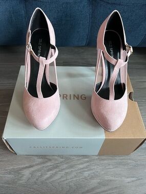 Women's Pink Arangea T-Strap Platform High Heel Pumps